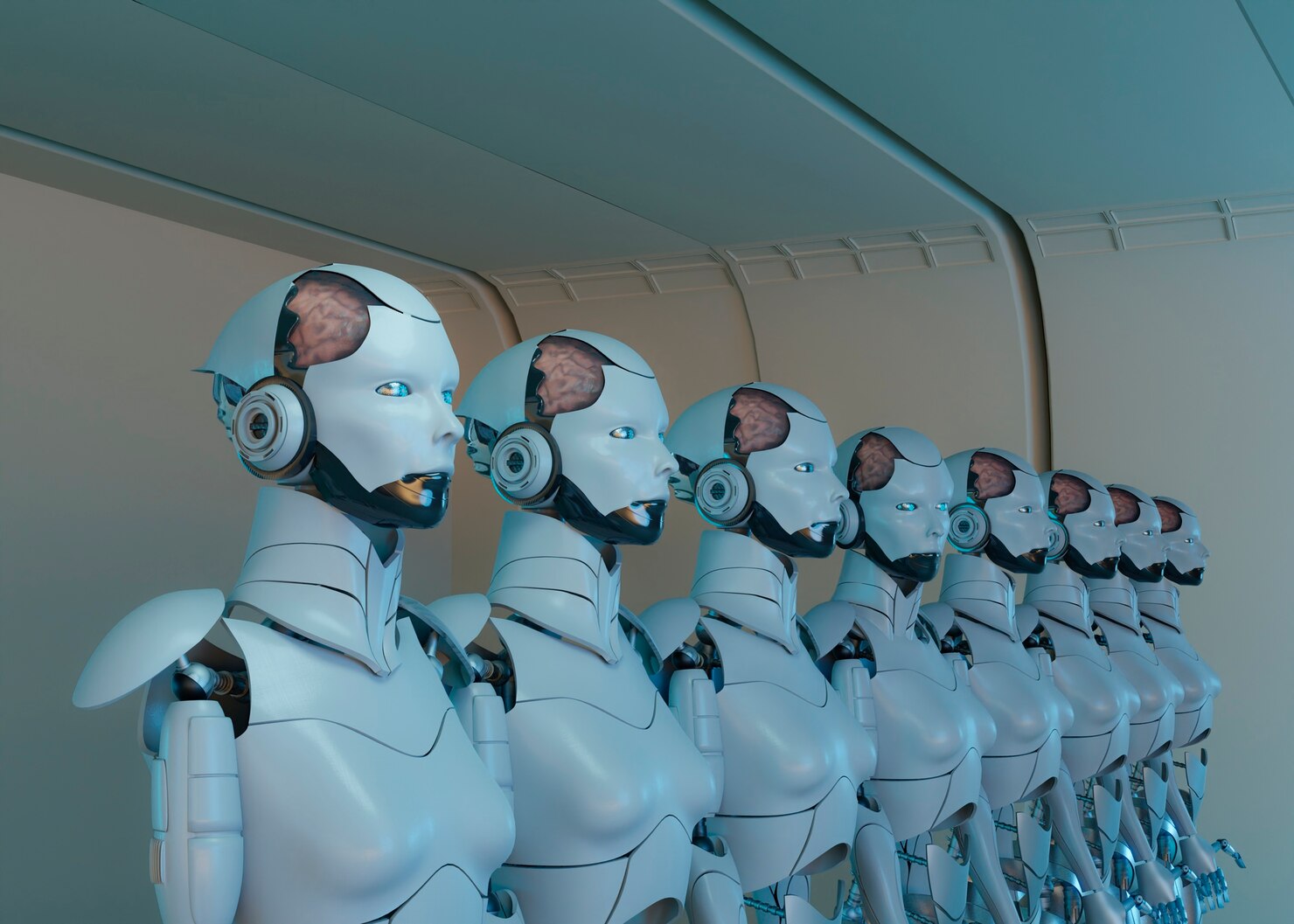 A robotic arm reaches towards a human hand, symbolizing the interaction between technology and humanity, against a futuristic background.