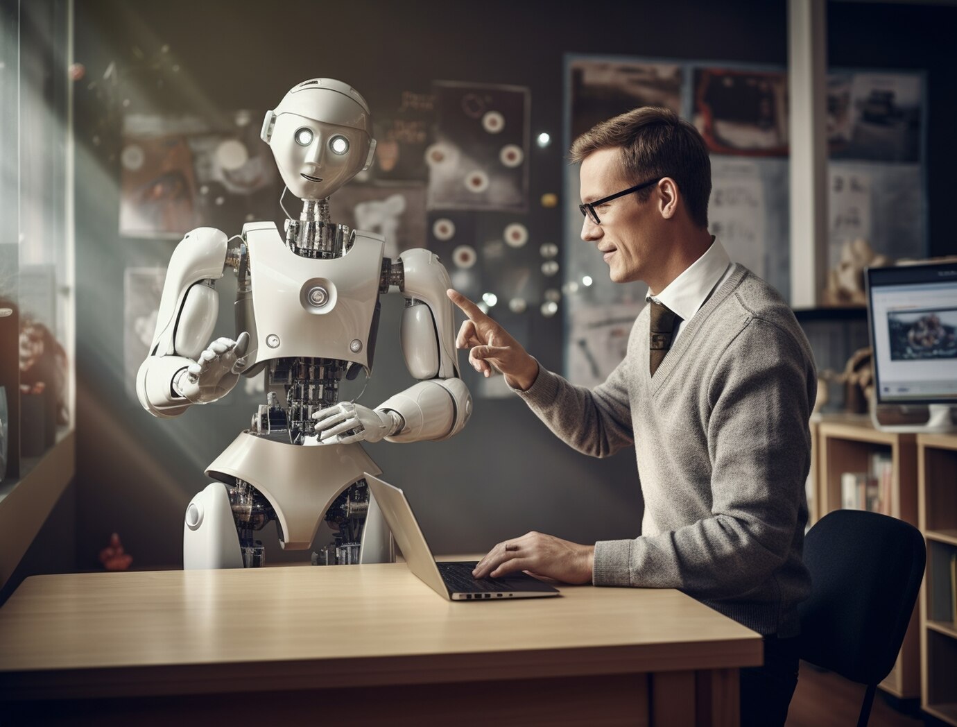 Ordinary human job performed by anthropomorphic robot