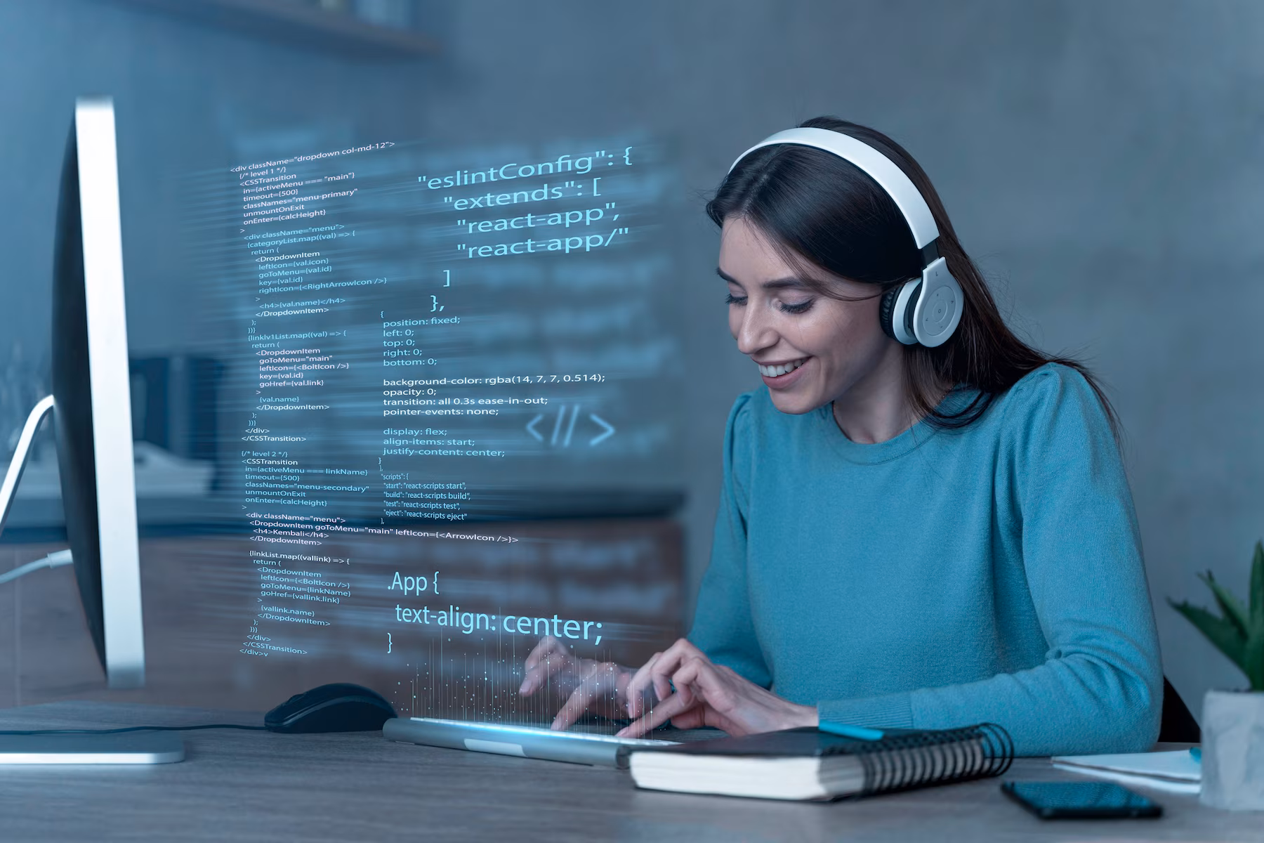 Programming background with person working with codes on computer